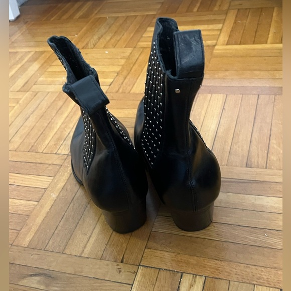 Leather Black Bootie with Silver Stud Side Panel - Picture 3 of 4